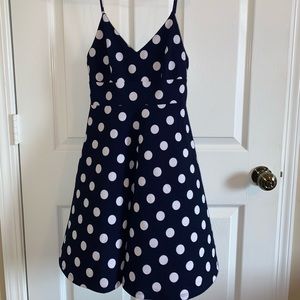 Timing: Navy polkadot summer dress